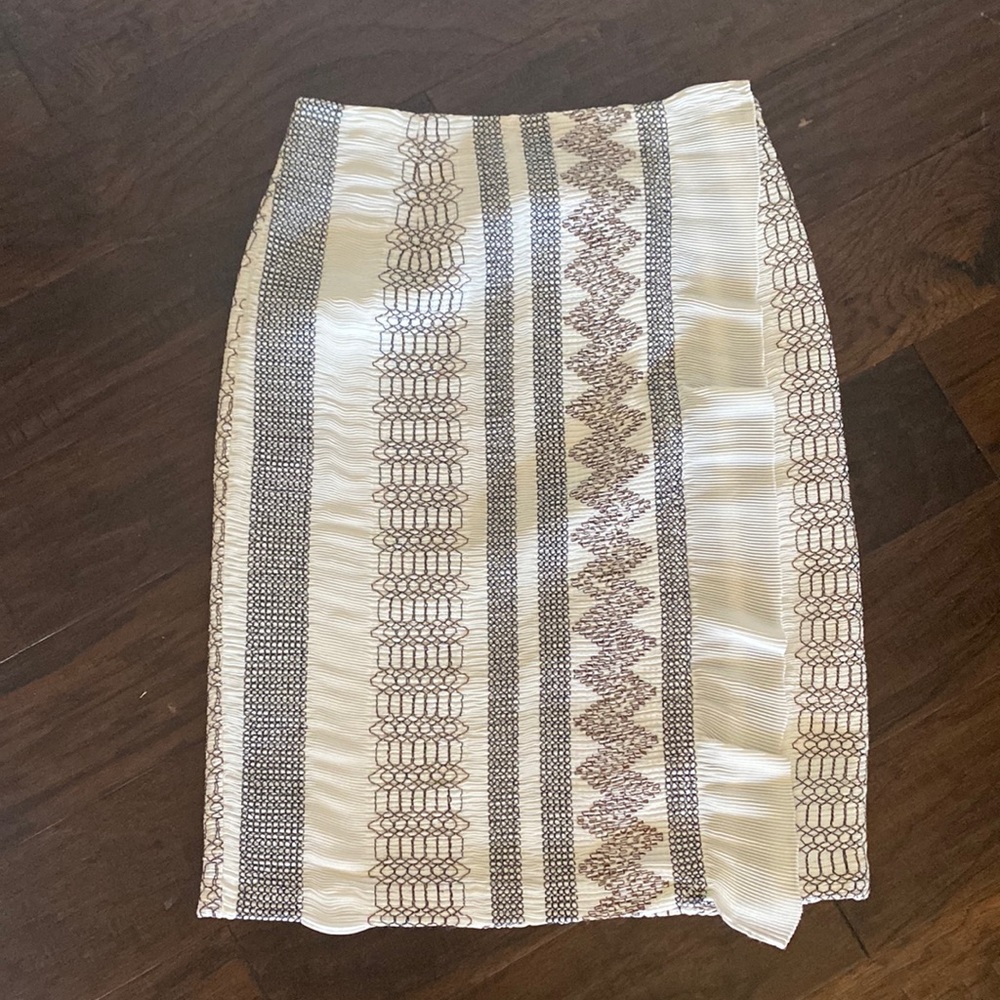 Tory Burch Cream and Brown Patterned Skirt